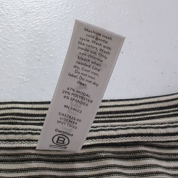 Athleta Top Womens Large Black White Striped Long Sleeve Scoop Neck - Picture 6 of 8